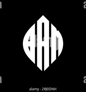 BAM kreisförmiges Logo mit Kreis- und Ellipsenform. BAM-Ellipsenbuchstaben im typografischen Stil. Die drei Initialen bilden ein kreisförmiges Logo. BAM-CI Stock Vektor