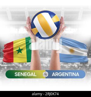 Senegal vs Argentinien Nationalmannschaften Volleyball Volleyball Ball Match Competition Konzept. Stockfoto
