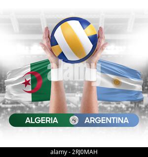 Algerien gegen Argentinien Nationalmannschaften Volleyball Volleyball Volleyball Match Competition Concept. Stockfoto