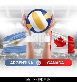 Argentinien gegen Kanada Nationalmannschaften Volleyball Volleyball Volleyball Match Competition Concept. Stockfoto