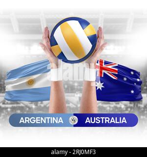 Argentinien gegen Australien Nationalmannschaften Volleyball Volleyball Volleyball Match Competition Concept. Stockfoto