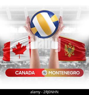 Kanada gegen Montenegro Nationalmannschaften Volleyball Volleyball-Volleyball-Spiel-Wettkampf-Konzept. Stockfoto