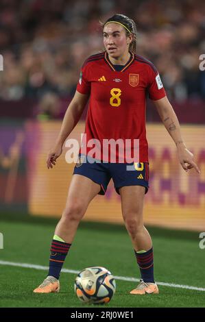 Sydney, Australien. August 2023. Mariona Caldentey #8 aus Spanien hält den Ball während des Finalspiels der FIFA Frauen-Weltmeisterschaft 2023 Spanien Frauen gegen England Frauen im Stadion Australien, Sydney, Australien, 20. August 2023 (Foto: Patrick Hoelscher/News Images) in Sydney, Australien am 20. August 2023. (Foto: Patrick Hoelscher/News Images/SIPA USA) Credit: SIPA USA/Alamy Live News Stockfoto