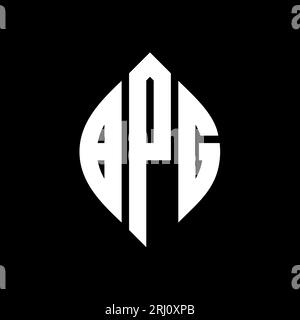 BPG kreisförmiges Logo mit Kreis- und Ellipsenform. BPG-Ellipsenbuchstaben im typografischen Stil. Die drei Initialen bilden ein kreisförmiges Logo. BPG CI Stock Vektor
