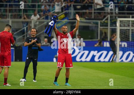 Mailand, Italien. August 2023. Danilo D’Ambrosio (#33 AC Monza), während des FC Internazionale gegen AC Monza, Serie A, im Giuseppe Meazza Stadion. Anrede: Alessio Morgese / Emage Stockfoto