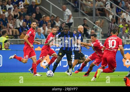 Mailand, Italien. August 2023. Marcus Thuram (#9 FC Inter) während des FC Internazionale gegen AC Monza, Serie A, im Giuseppe Meazza Stadion. Anrede: Alessio Morgese / Emage Stockfoto