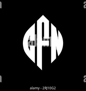 CFN-Logo mit kreisförmigem Buchstaben und Ellipsenform. CFN-Ellipsenbuchstaben im typografischen Stil. Die drei Initialen bilden ein kreisförmiges Logo. CFN CI Stock Vektor