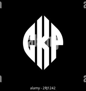 CKP-Logodesign mit kreisförmigem Buchstaben und Ellipsenform. CKP-Ellipsenbuchstaben im typografischen Stil. Die drei Initialen bilden ein kreisförmiges Logo. CKP CI Stock Vektor