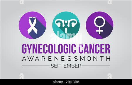 Vektorbanner-Vorlage für den National Gynecologic Cancer Awareness Month. Versorgungskonzept der gynäkologischen, kranken, hoffnungsvektorillustrationsidee. Stock Vektor