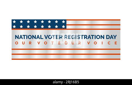 Der National Voter Registration Day fördert die Beteiligung der Bürger und das Wahlengagement. Empowering Democracy Vector-Bannervorlage. Stock Vektor