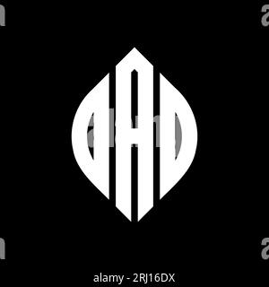 DAD-Logo mit kreisförmigem Buchstaben und Ellipsenform. PAPA-Ellipsenbuchstaben im typografischen Stil. Die drei Initialen bilden ein kreisförmiges Logo. DAD-CI Stock Vektor