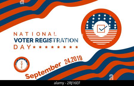 Der National Voter Registration Day fördert die Beteiligung der Bürger und das Wahlengagement. Empowering Democracy Vector-Bannervorlage. Stock Vektor