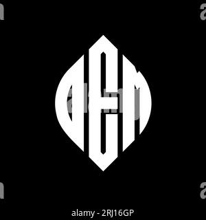 Dem Circle Letter Logo mit Kreis- und Ellipsenform. Dem-Ellipsenbuchstaben im typografischen Stil. Die drei Initialen bilden ein kreisförmiges Logo. Dem-CI Stock Vektor