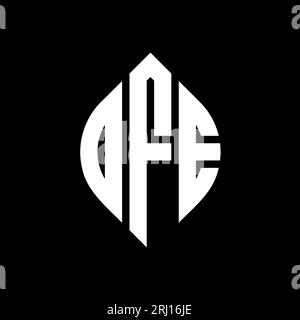 DFE-Logodesign mit kreisförmigem Buchstaben und Ellipsenform. DFE-Ellipsenbuchstaben im typografischen Stil. Die drei Initialen bilden ein kreisförmiges Logo. DFE-CI Stock Vektor