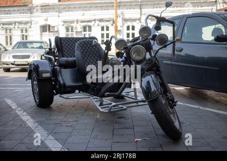 Ein von VW Beetle angetriebenes Dreirad-Häcksler-Motorrad Stockfoto