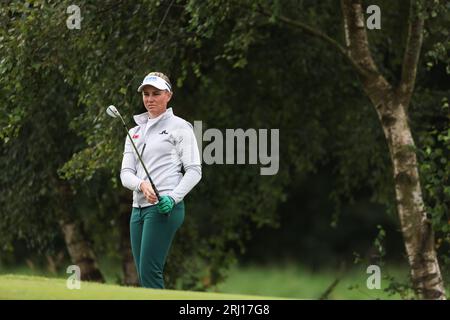 Ryann O’Toole spielt das 3. Loch am vierten Tag der ISPS Handa World Invitational im Galgorm Castle Golf Club im County Antrim, Nordirland. Bilddatum: Sonntag, 20. August 2023. Stockfoto