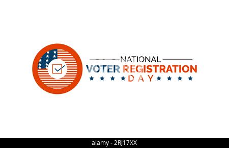 Der National Voter Registration Day fördert die Beteiligung der Bürger und das Wahlengagement. Empowering Democracy Vector-Bannervorlage. Stock Vektor