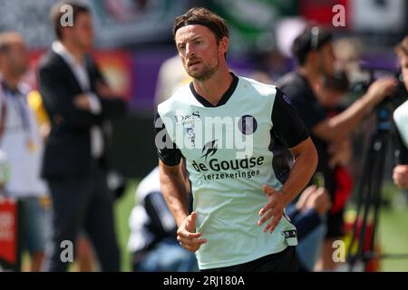 Rotterdam, Niederlande. August 2023. ROTTERDAM, NIEDERLANDE - 20. AUGUST: Aufwärmen von Bart Vriends von Sparta Rotterdam während des niederländischen Eredivisie-Spiels zwischen Sparta Rotterdam und Feyenoord im Sparta-stadion Het Kasteel am 20. August 2023 in Rotterdam, Niederlande. (Foto: Hans van der Valk/Orange Pictures) Credit: Orange Pics BV/Alamy Live News Stockfoto
