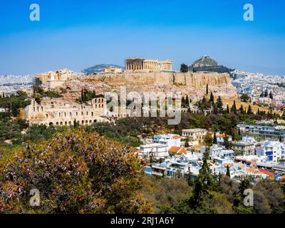 Ruinen des Parthenon-Tempels, Akropolis, UNESCO-Weltkulturerbe, Athen, Griechenland, Europa Stockfoto