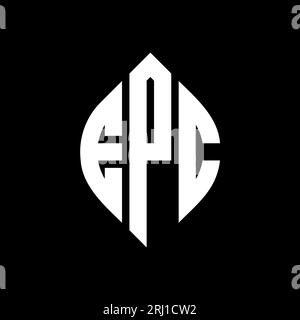 EPC-Logo mit kreisförmigem Buchstaben und Ellipsenform. EPC-Ellipsenbuchstaben im typographischen Stil. Die drei Initialen bilden ein kreisförmiges Logo. EPC CI Stock Vektor