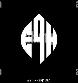 EQX kreisförmiges Logo mit Kreis- und Ellipsenform. EQX-Ellipsenbuchstaben im typografischen Stil. Die drei Initialen bilden ein kreisförmiges Logo. EQX CI Stock Vektor
