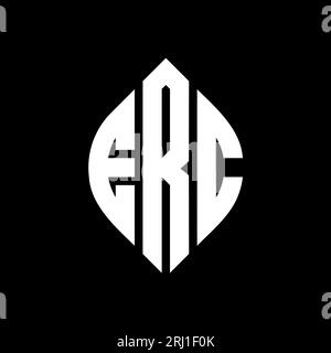 ERC Circle Letter Logo-Design mit Kreis- und Ellipsenform. ERC-Ellipsenbuchstaben im typografischen Stil. Die drei Initialen bilden ein kreisförmiges Logo. ERC CI Stock Vektor