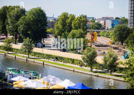Berlin, Deutschland. August 2023. Die Baustelle der Erweiterung zum Bundeskanzleramt ist beim Tag der offenen Tür der Bundesregierung zu sehen. Quelle: Christoph Soeder/dpa/Alamy Live News Stockfoto