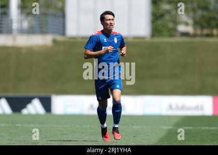 Madrid, Spanien. August 2023. Takuhiro Nakai (Majadahonda) Fußball/Fußball : spanisches Preseason-Spiel zwischen Real Madrid Castilla 3-0 Rayo Majadahonda CF im Alfredo Di Stefano Stadion in Madrid, Spanien. Quelle: Mutsu Kawamori/AFLO/Alamy Live News Stockfoto