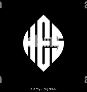 HES kreisförmiges Logo mit Kreis- und Ellipsenform. HES Ellipsenbuchstaben im typografischen Stil. Die drei Initialen bilden ein kreisförmiges Logo. HES CI Stock Vektor