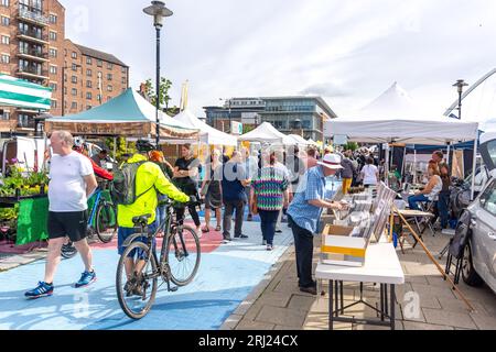 Der Quayside Sunday Market, Quayside, Newcastle upon Tyne, Tyne and Wear, England, Vereinigtes Königreich Stockfoto