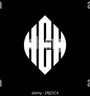 Logodesign mit kreisförmigem Logo und Kreis- und Ellipsenform. HEXADEZIMALELLIPSENBUCHSTABEN im typografischen Stil. Die drei Initialen bilden ein kreisförmiges Logo. SECHSKANT-CI Stock Vektor