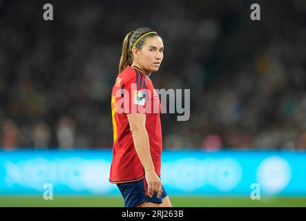 20. August 2023: Mariona Caldentey (Spanien) schaut während eines Finalspiels der FIFA-Frauen-Weltmeisterschaft Spanien gegen England im Olympiastadion Sydney, Australien, zu. Kim Price/CSM Stockfoto