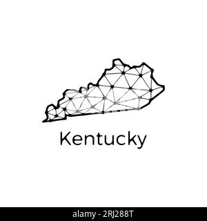 Kentucky State Map polygonale Abbildung aus Linien und Punkten, isoliert auf weißem Hintergrund. US-Bundesstaat mit niedrigem Poly-Design Stock Vektor