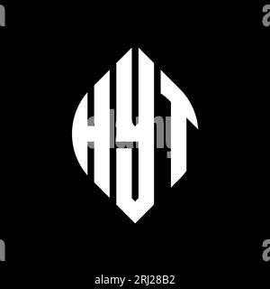 HYT kreisförmiges Logo mit Kreis- und Ellipsenform. HYT Ellipsenbuchstaben im typografischen Stil. Die drei Initialen bilden ein kreisförmiges Logo. HYT CI Stock Vektor