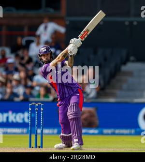 20. August 2023; Old Trafford Cricket Ground, Manchester, England: The Hundred Mens Cricket, Manchester Originals versus Northern Superchargers; Reece Topley of Northern Superchargers Stockfoto