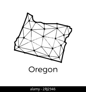 Oregon State Map polygonale Darstellung aus Linien und Punkten, isoliert auf weißem Hintergrund. US-Bundesstaat mit niedrigem Poly-Design Stock Vektor