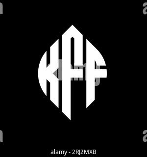 KFF-Logodesign mit kreisförmigem Buchstaben und Ellipsenform. KFF-Ellipsenbuchstaben im typografischen Stil. Die drei Initialen bilden ein kreisförmiges Logo. KFF CI Stock Vektor