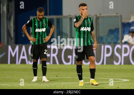 Reggio Emilia, Italien. August 2023. Sassuolo-Wahnsinn während des Spiels Sassuolo gegen Atalanta BC, italienische Fußballserie A in Reggio Emilia, Italien, 20. August 2023 Credit: Independent Photo Agency/Alamy Live News Stockfoto