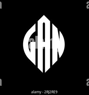 LAN Circle Letter Logo-Design mit Kreis- und Ellipsenform. LAN-Ellipsenbuchstaben im typografischen Stil. Die drei Initialen bilden ein kreisförmiges Logo. LAN-CI Stock Vektor