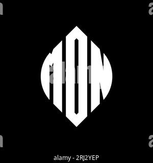 MDN-Logodesign mit kreisförmigem Buchstaben und Ellipsenform. MDN-Ellipsenbuchstaben im typografischen Stil. Die drei Initialen bilden ein kreisförmiges Logo. MDN-CI Stock Vektor