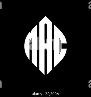 MAC Circle Letter Logo mit Kreis- und Ellipsenform. MAC Ellipsenbuchstaben im typografischen Stil. Die drei Initialen bilden ein kreisförmiges Logo. MAC CI Stock Vektor