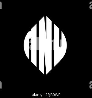 MNV-Logodesign mit kreisförmigem Buchstaben und Ellipsenform. MNV-Ellipsenbuchstaben im typografischen Stil. Die drei Initialen bilden ein kreisförmiges Logo. MNV CI Stock Vektor