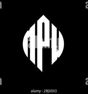 MPW-Logodesign mit kreisförmigem Buchstaben und Ellipsenform. MPW-Ellipsenbuchstaben im typografischen Stil. Die drei Initialen bilden ein kreisförmiges Logo. MPW CI Stock Vektor