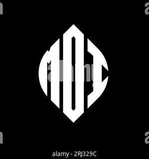 MOI-Logodesign mit kreisförmigem Buchstaben und Ellipsenform. MOI-Ellipsenbuchstaben im typografischen Stil. Die drei Initialen bilden ein kreisförmiges Logo. MOI CI Stock Vektor