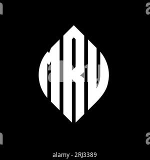 MRU-Logo mit kreisförmigem Buchstaben und Ellipsenform. MRU-Ellipsenbuchstaben im typografischen Stil. Die drei Initialen bilden ein kreisförmiges Logo. MRU-CI Stock Vektor