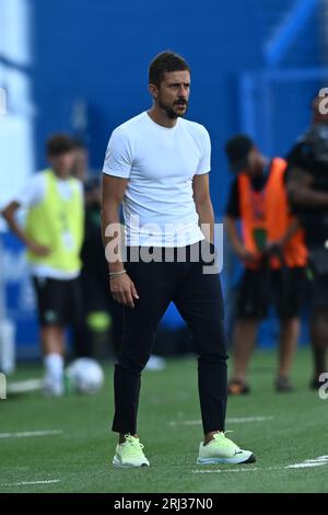 Alessio Dionisi Coach (Sassuolo) während des italienischen Spiels der Serie A zwischen Sassuolo 0-2 Atalanta im Mapei Stadium am 20. August 2023 in Reggio Emilia, Italien. (Foto: Maurizio Borsari/AFLO) Stockfoto