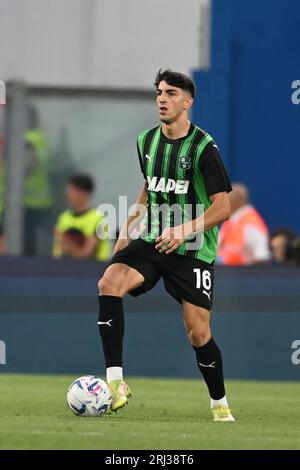 Kevin Miranda (Sassuolo) während des italienischen Spiels der Serie A zwischen Sassuolo 0-2 Atalanta im Mapei Stadium am 20. August 2023 in Reggio Emilia, Italien. Kredit: Maurizio Borsari/AFLO/Alamy Live News Stockfoto