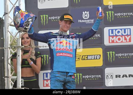 ARNHEM, NIEDERLANDE - 20. AUGUST: Simon Laengenfelder GER GASGAS Red Bull GASGAS Factory Racing Thirtplatzierter beim MX2 beim Motocross der MXGP-Weltmeisterschaft im Motorportpark Gelderland Midden am 20. August 2023 in Arnhem, Niederlande (Foto: Kees Kuijt/Orange Pictures) Stockfoto