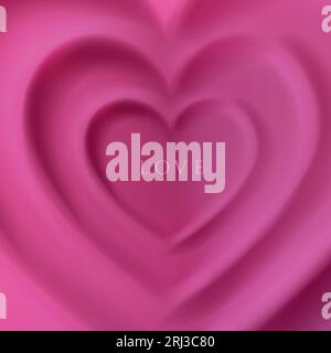 Herzförmiges 3D-Rahmendesign in Rosa und sanften Rottönen. Valentinstag. Stock Vektor