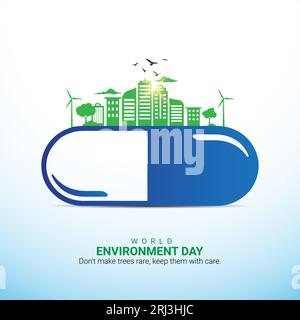 World Environment Day: Creative Concept Design für Banner und Poster 3D Illustration Stock Vektor
